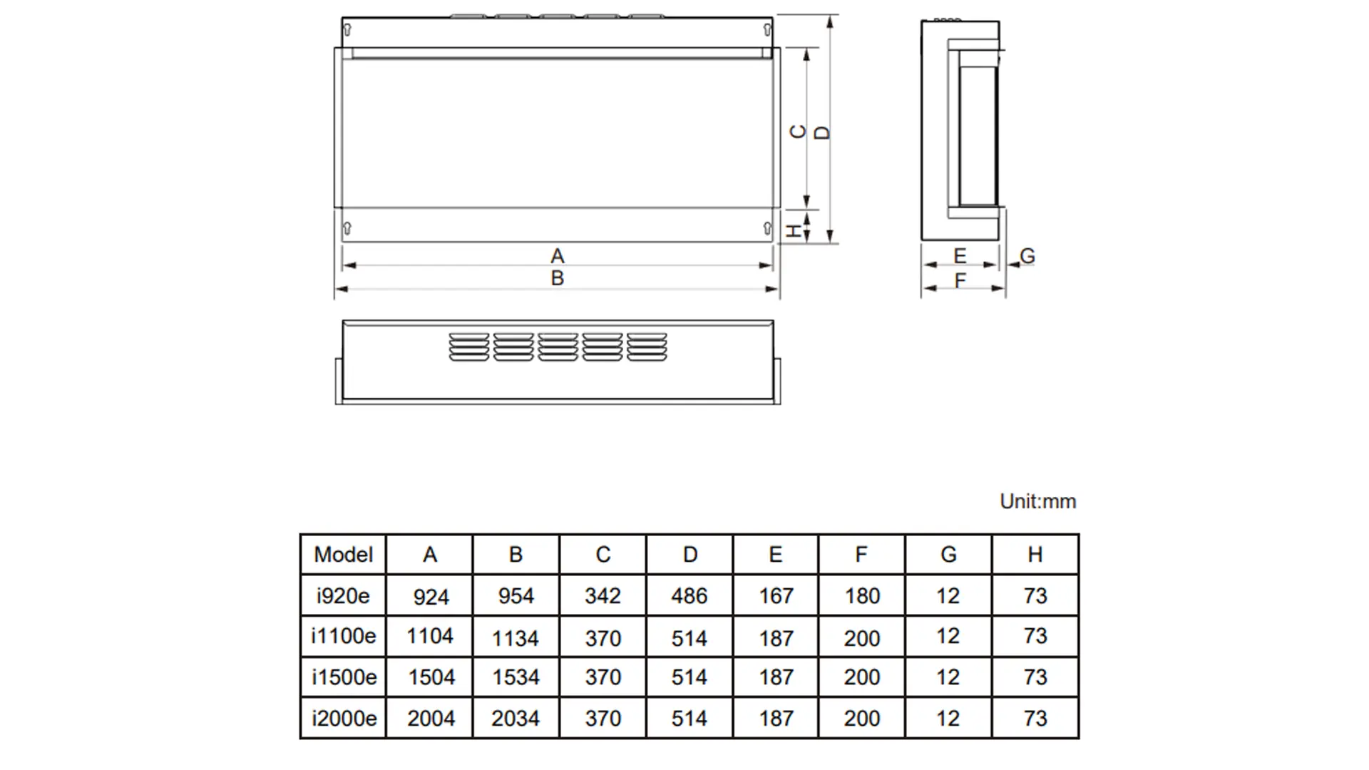 Sizing Table and Dimensions
