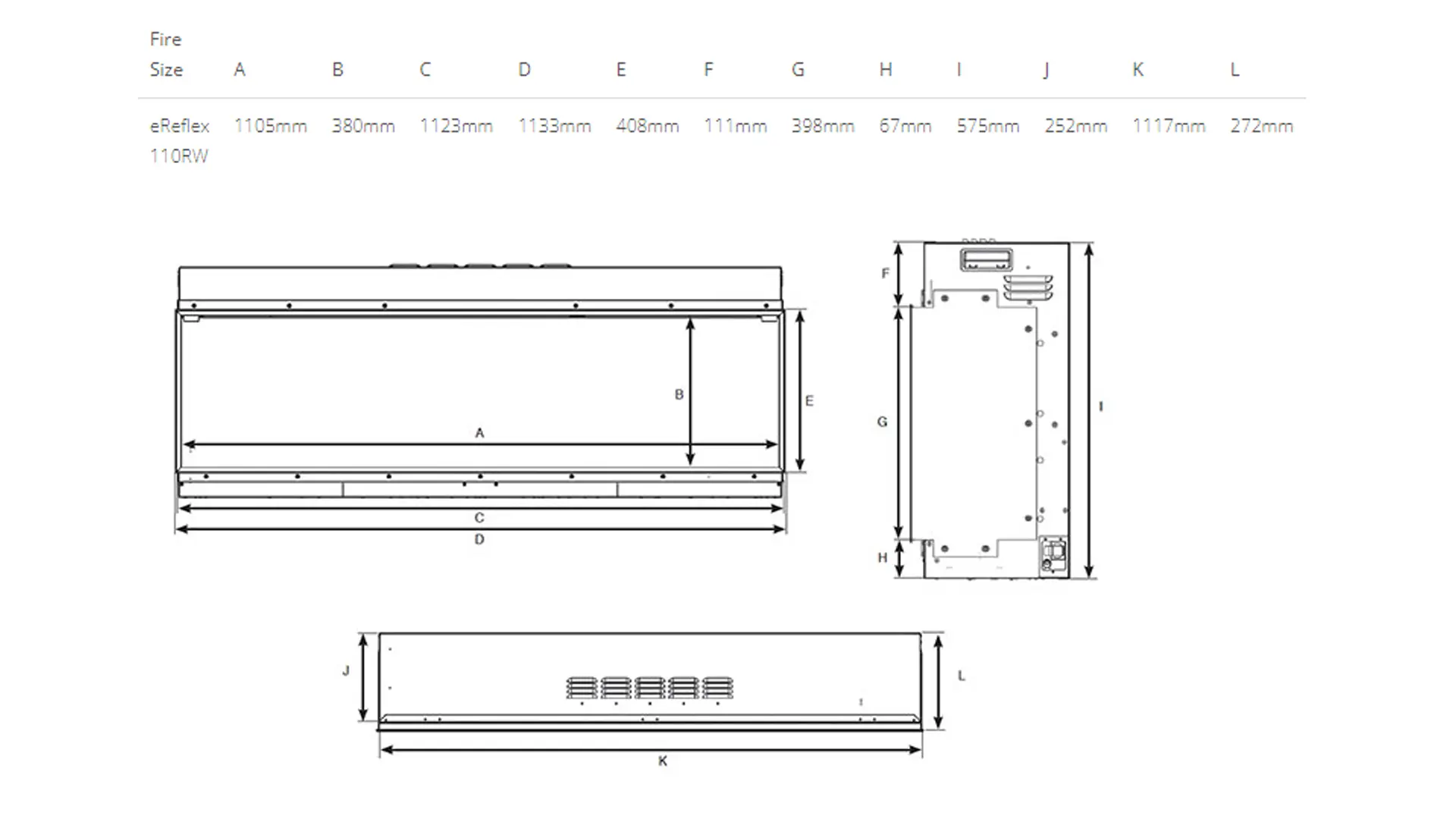 Sizing Table and Dimensions