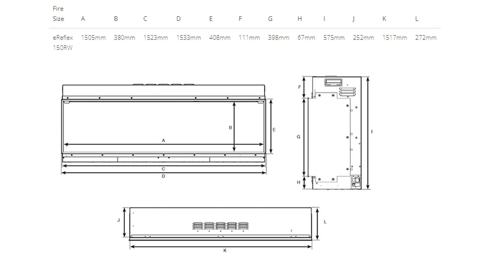 Sizing Table and Dimensions