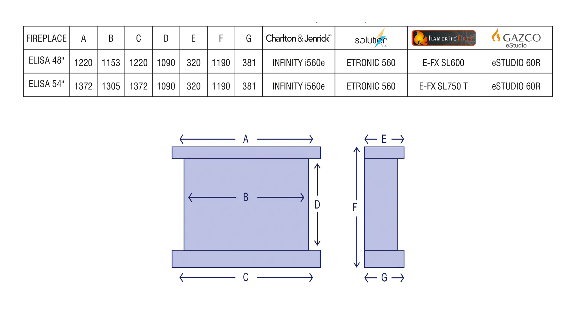 Sizing Table and Dimensions
