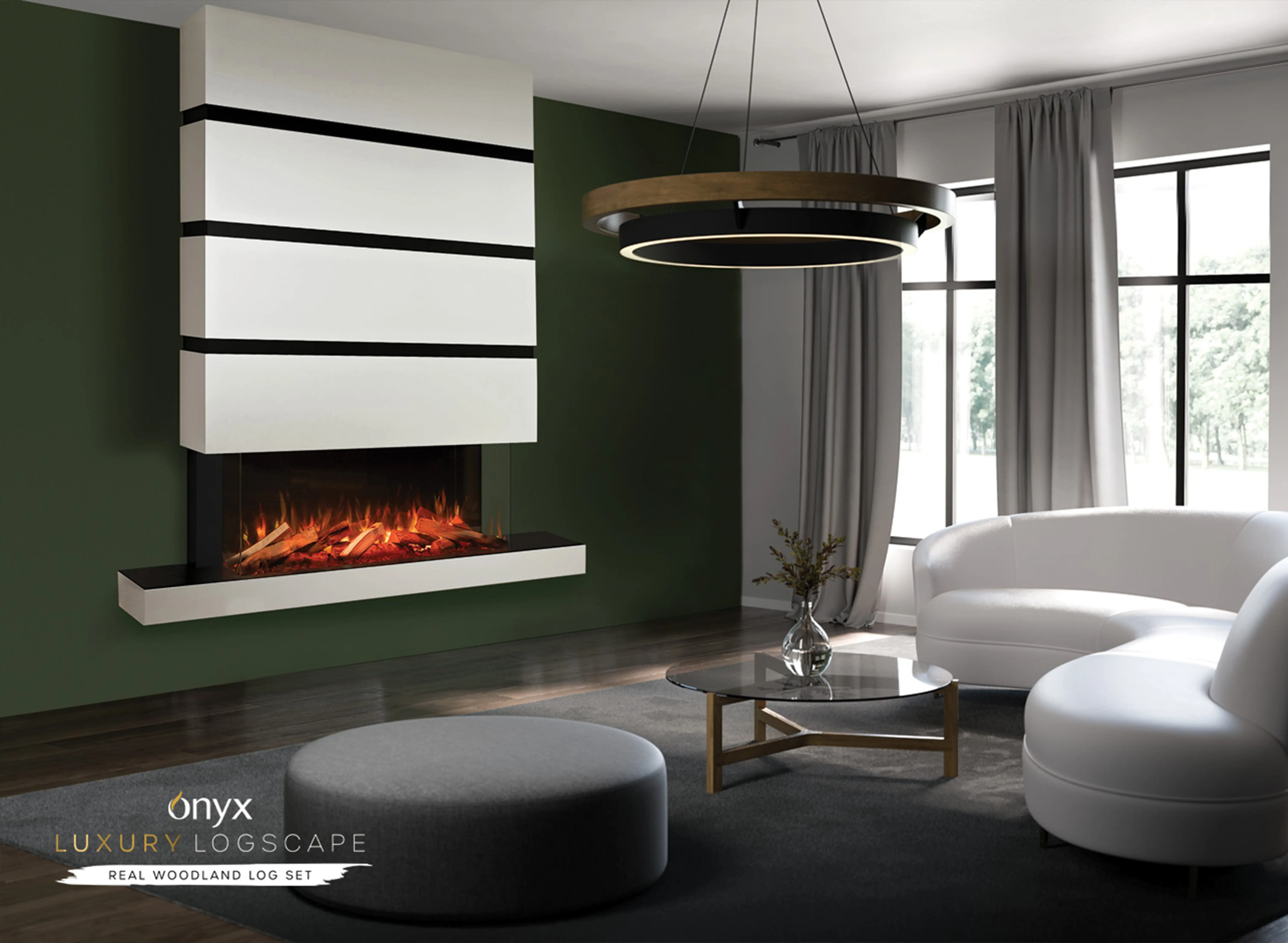 Avanti 110RW with Logscape effect installed with Milazzo Suite shelf and top section in white